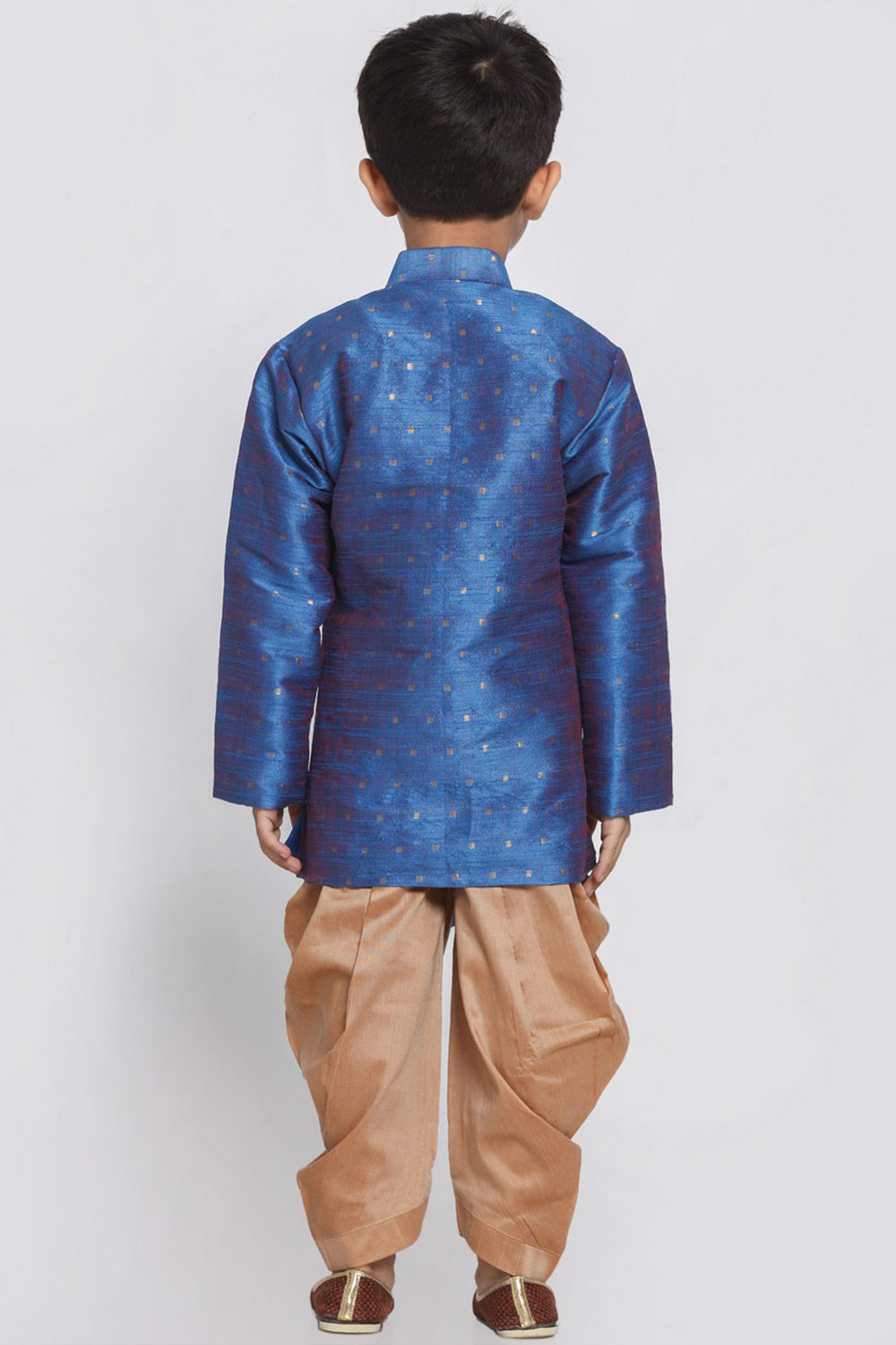 Boy's Cotton Art Silk Kurta Set In Blue