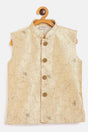 Buy Boys Art Silk Embroidered Nehru Jacket in Beige