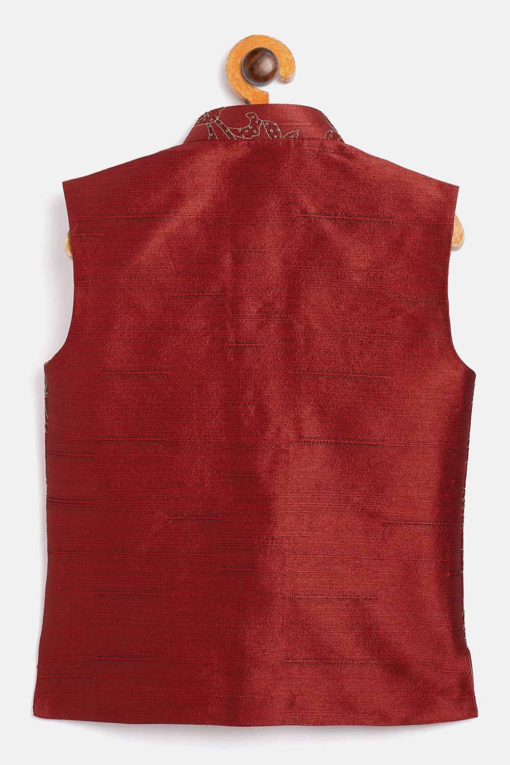 Shop Boys Nehru Jacket in Maroon