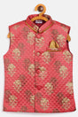 Buy Boys Art Silk Floral Nehru Jacket in Pink