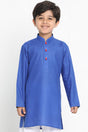 Buy Boys Blended Cotton Solid Kurta in Blue