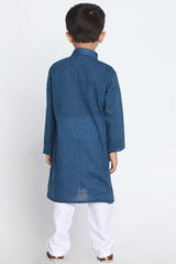 Boy's Blended Cotton Kurta Set in Blue