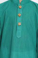 Boy's Blended Cotton Kurta Set In Green