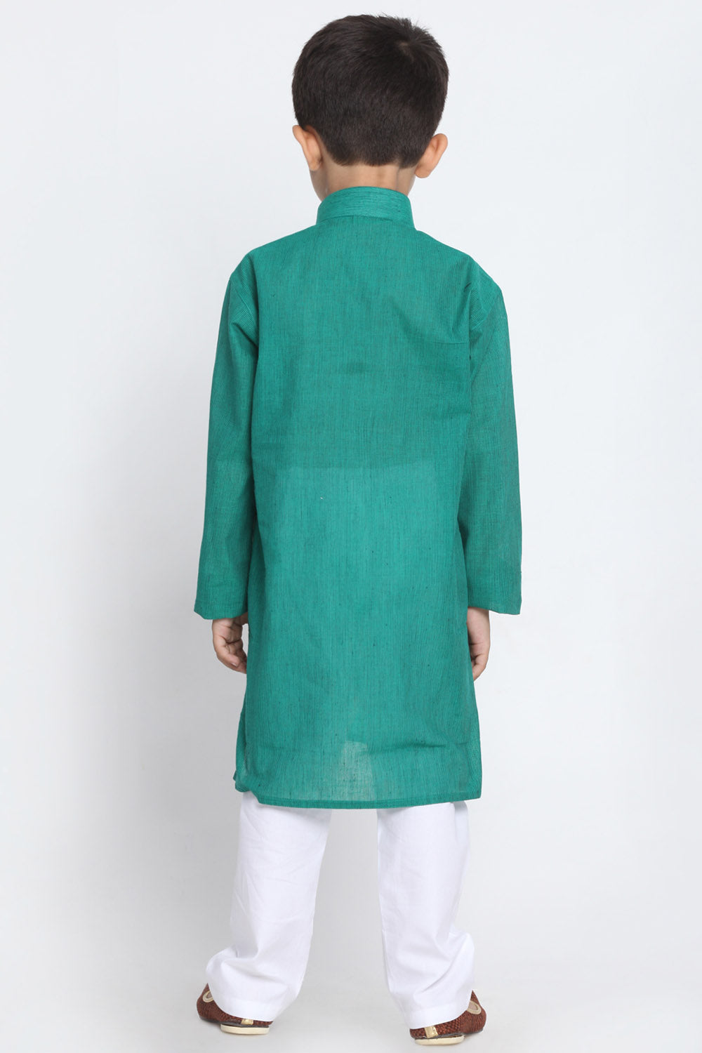 Boy's Blended Cotton Kurta Set In Green