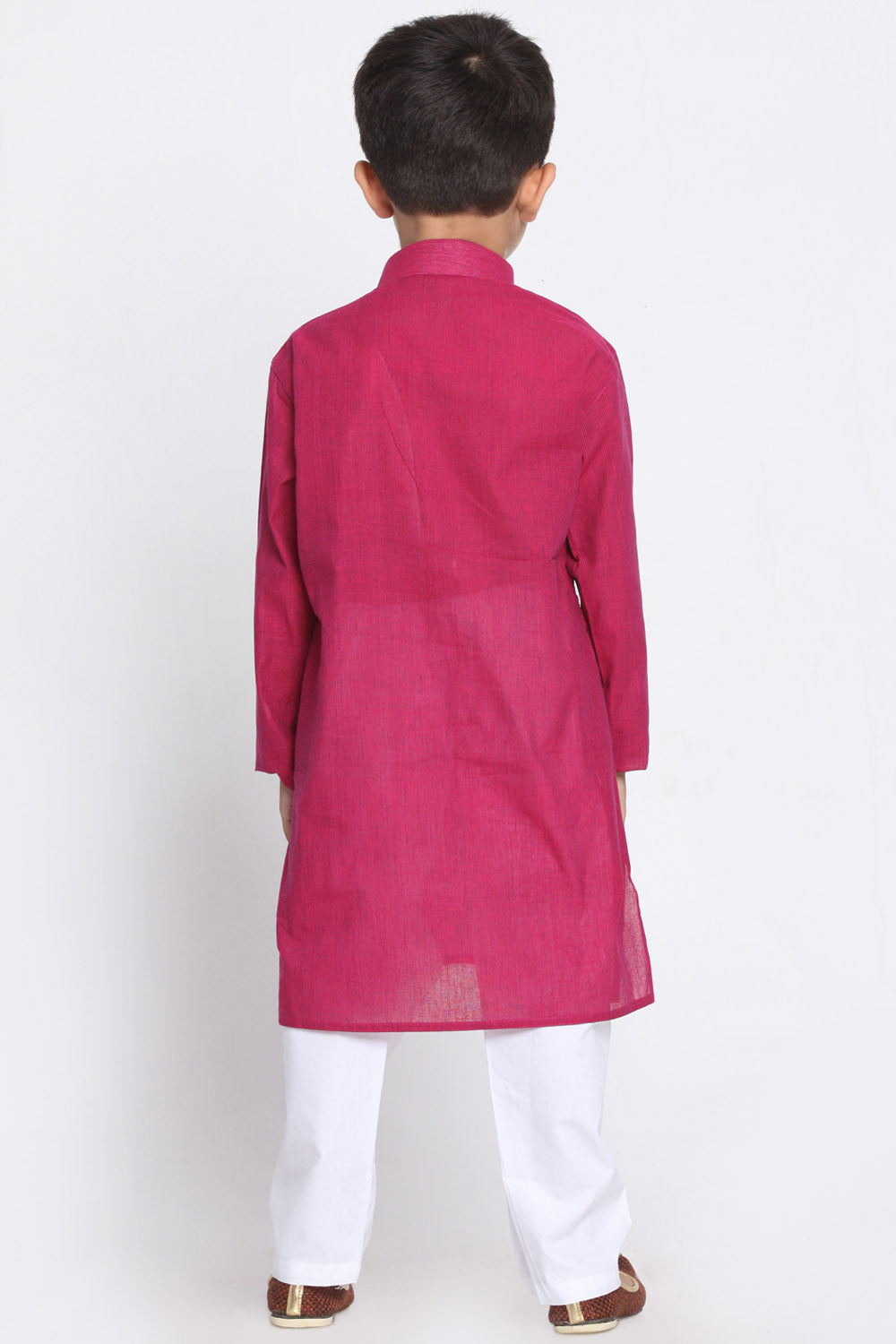 Boy's Blended Cotton Kurta Set In Purple