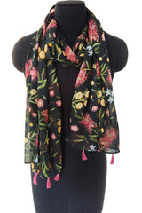 Black And Multi Polyester Scarf