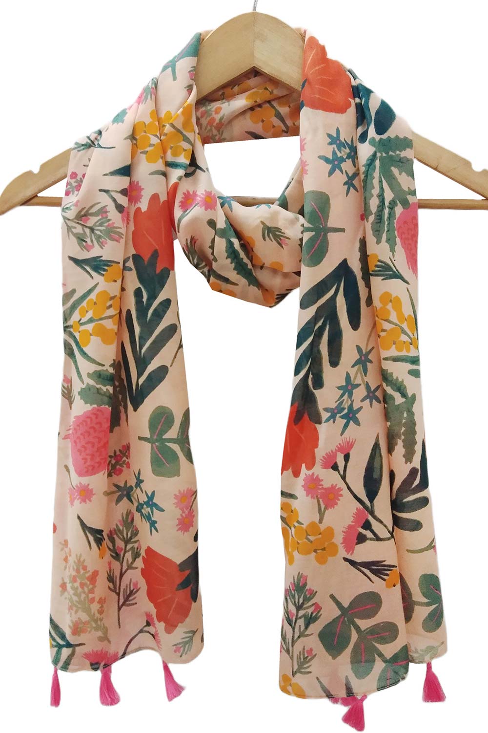 Peach And Multi Polyester Scarf