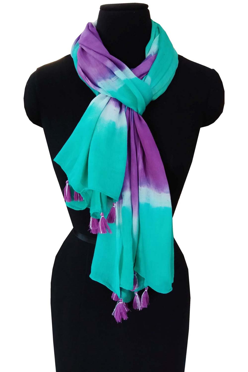 Turquoise And Purple Viscose Scarf