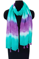 Turquoise And Purple Viscose Scarf