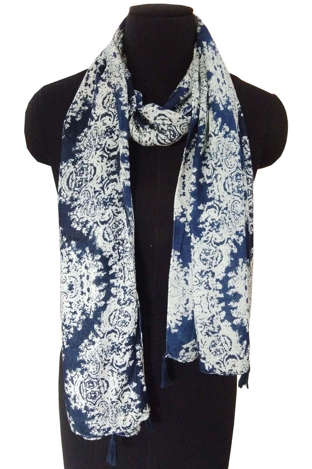 Blue And White Viscose Scarf