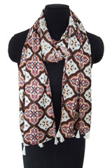 Brown And Multi Viscose Scarf