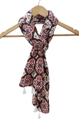 Brown And Multi Viscose Scarf