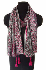 Black And Pink Viscose Scarf