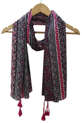 Black And Pink Viscose Scarf