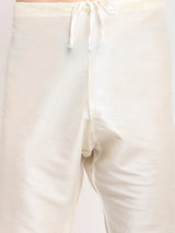 Men's Grey Silk Printed Kurta Set with Jacket