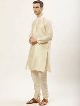 Men's Maroon Dupion Silk Printed Kurta Set with Jacket