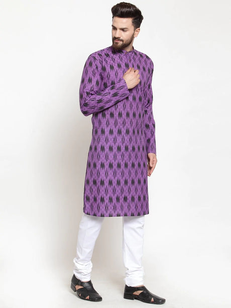 Men's purple Cotton Blend Printed Kurta Top