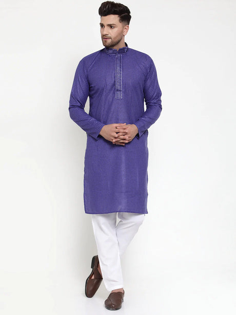 Men's purple Cotton Woven Kurta Top