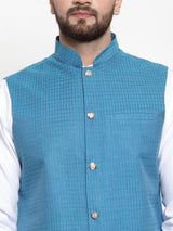 Men's green Cotton Solid Nehru Jacket
