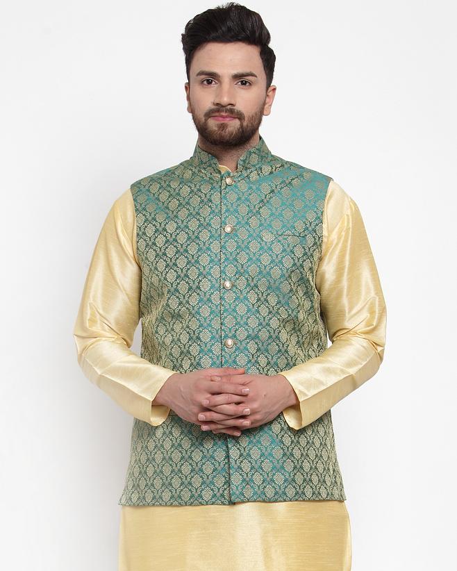 Buy ck oswal Men's koti kurta pyjama Set for pooja ethnic wear (40, light  colour) at Amazon.in