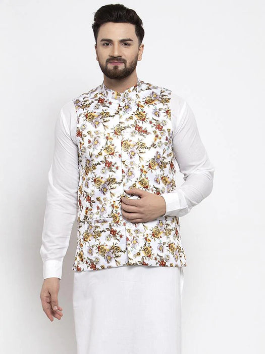 White cotton shop blend nehru jacket