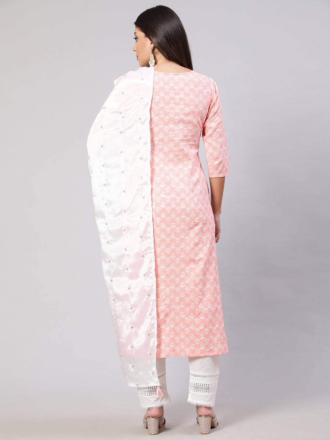 Pink  Pure Cotton Embroidered Kurta Sets