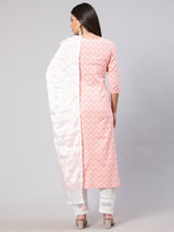 Pink  Pure Cotton Embroidered Kurta Sets