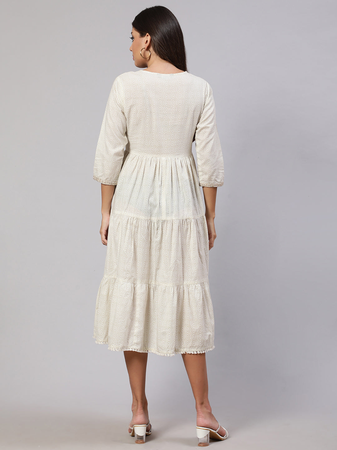 Off White  Pure Cotton Embroidered Dresses