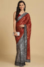 Buy Dark Red Zari Woven Party Wear Lycra Sarees Online