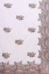 Buy Net Embroidered Saree in Lavender Online - Zoom In