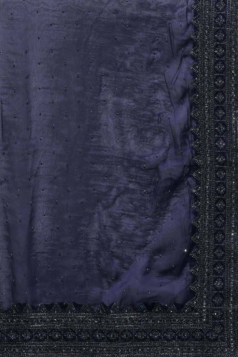 Buy Art Silk Stone Embroidered Saree in Blue Online - Zoom In