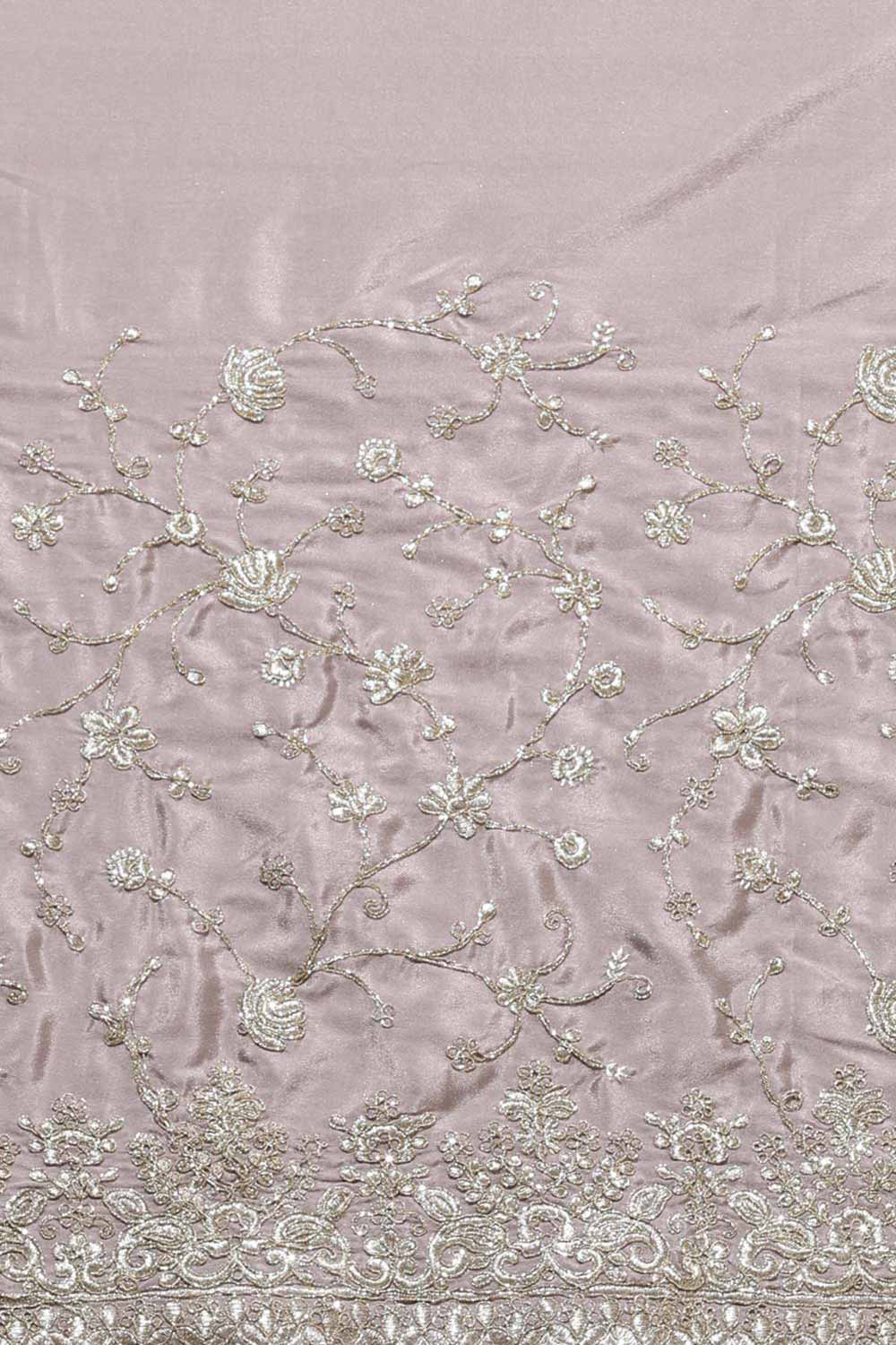 Buy Crepe Embroidered Saree in Lavender Online - Zoom In