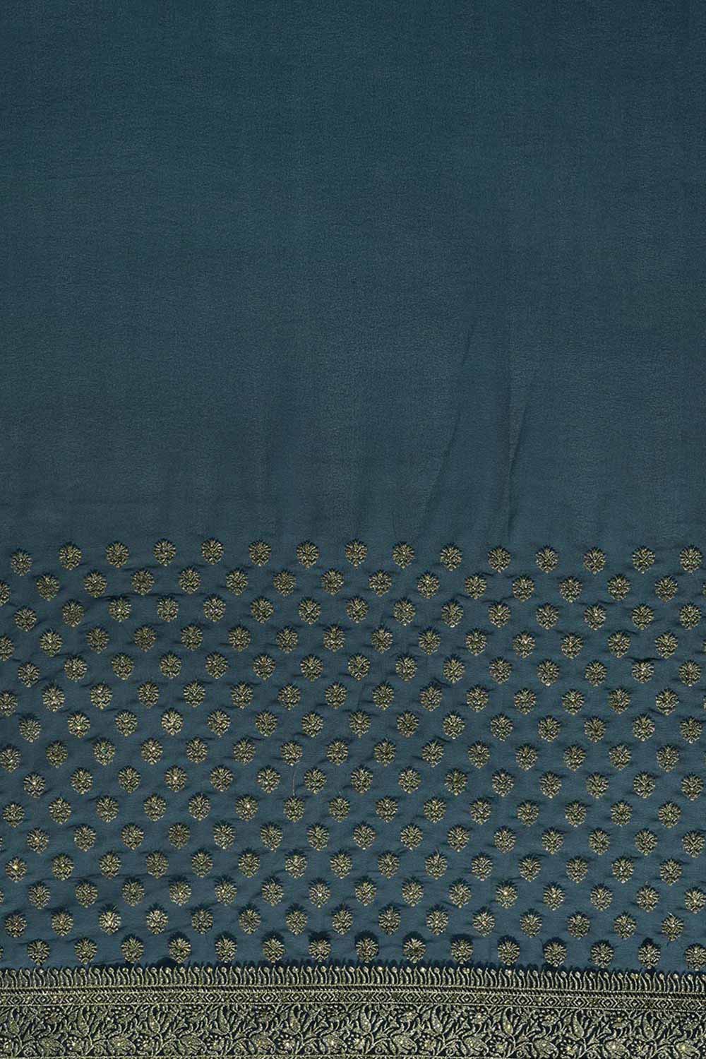 Buy Georgette Embroidered Saree in Blue Online - Zoom Out