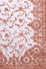 Buy Net Embroidered Saree in Peach Online - Zoom In