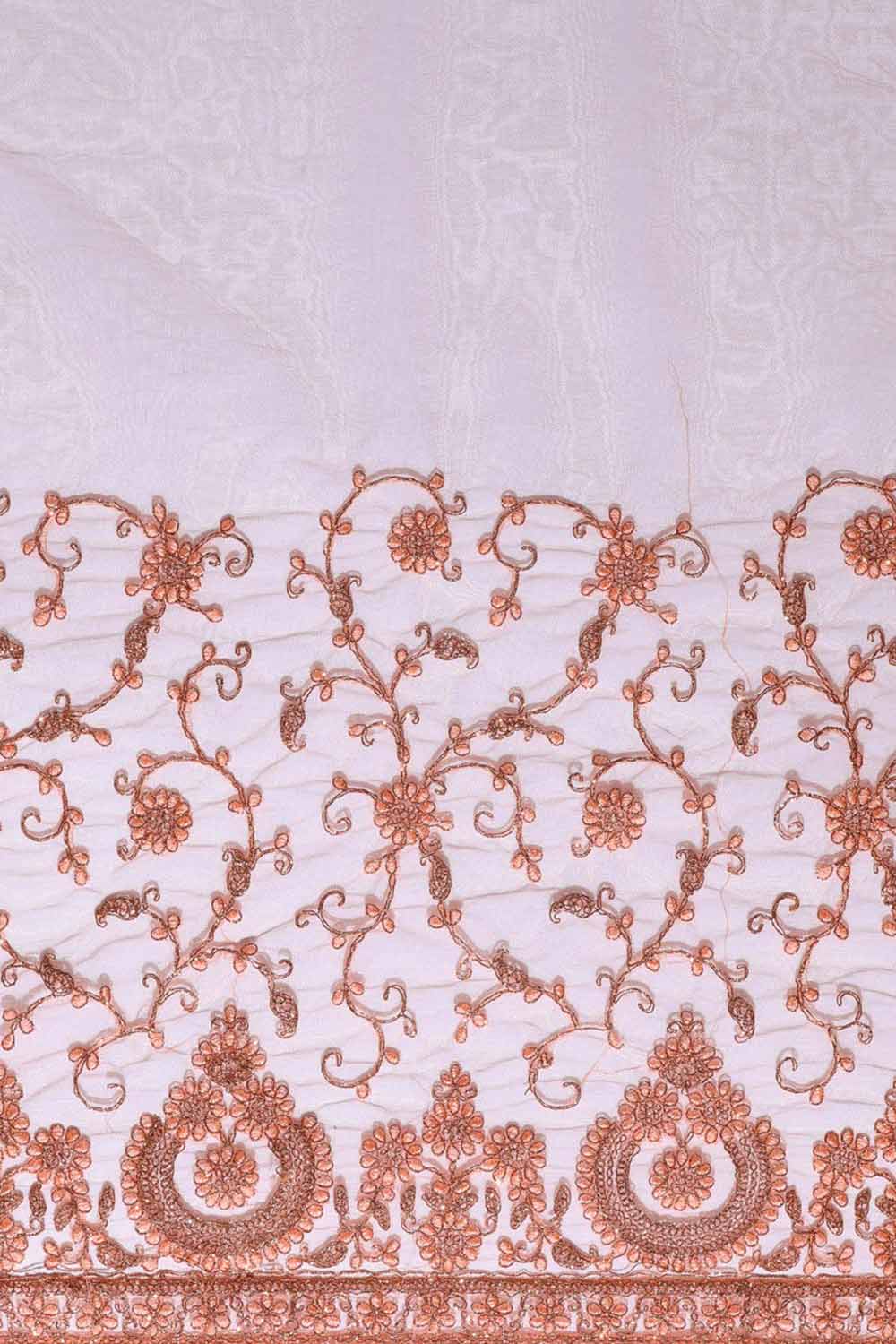 Buy Net Embroidered Saree in Peach Online - Zoom Out