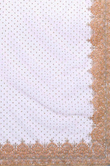 Buy Net Embroidered Border Saree in Peach Online - Zoom In