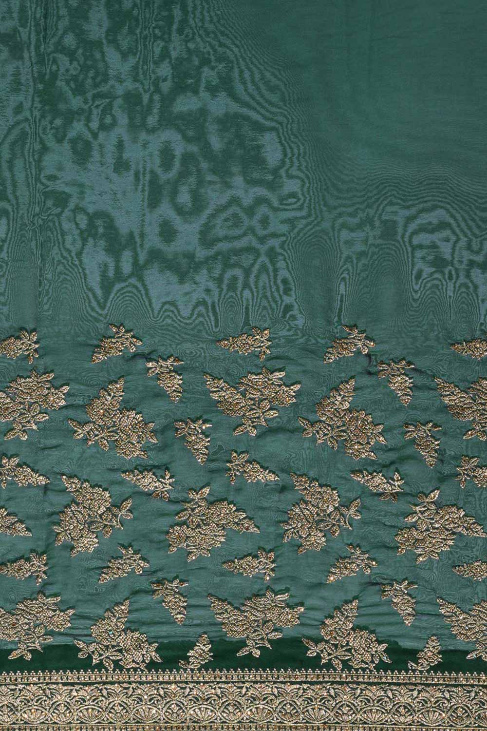 Buy Art Silk Zari Embroidered Saree in Green Online - Zoom In