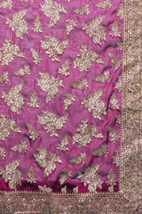 Buy Art Silk Zari Embroidered Saree in Wine Online - Zoom In