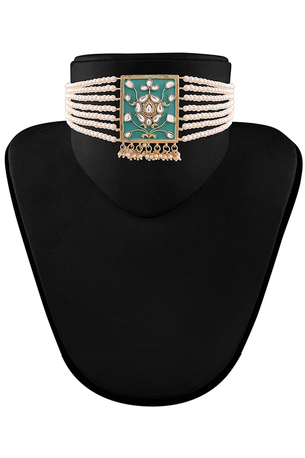 Buy Women's Alloy Choker Set in Turquoise - Front