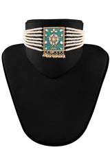 Buy Women's Alloy Choker Set in Turquoise - Front