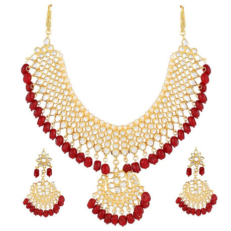 Alloy Choker Necklace Set in Red