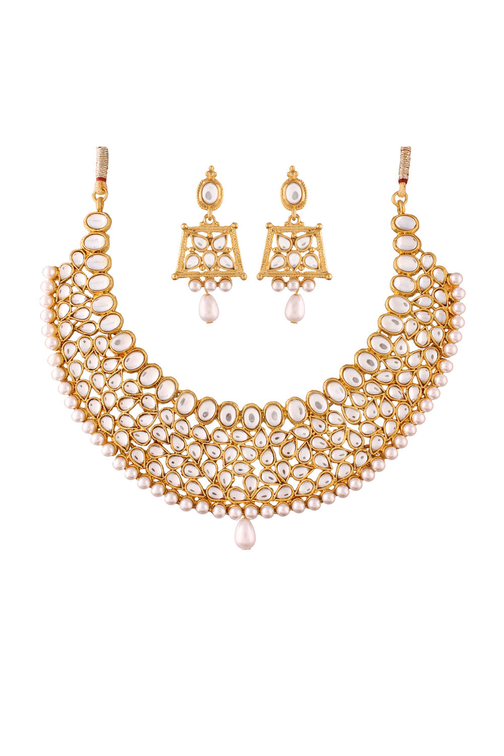 Alloy Necklace With Earrings In White