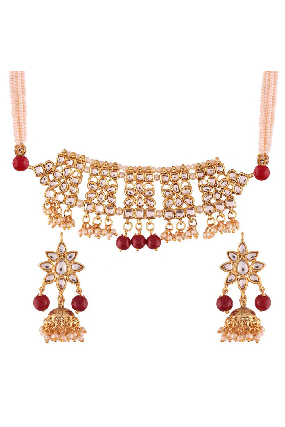 Alloy Necklace Set in Red