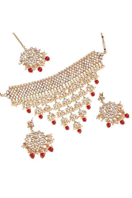 Shop Women's Necklace Set in Red and Gold