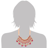 Alloy Necklace Set With Maang Tikka In Pink