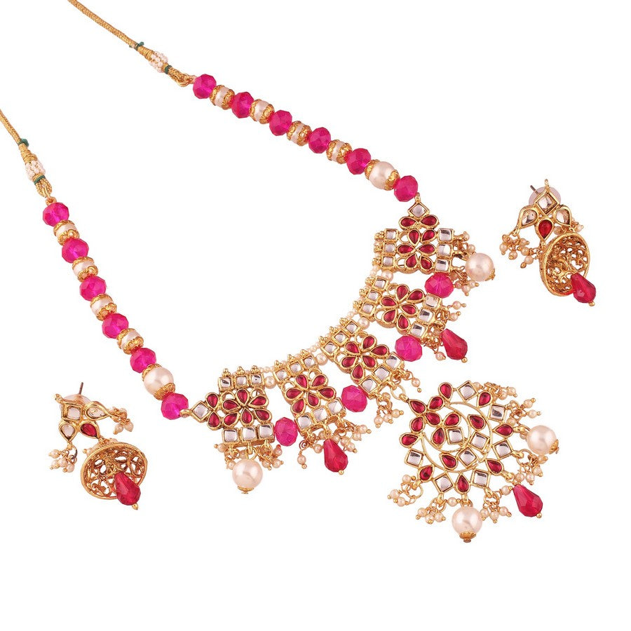 Alloy Necklace Set in Pink