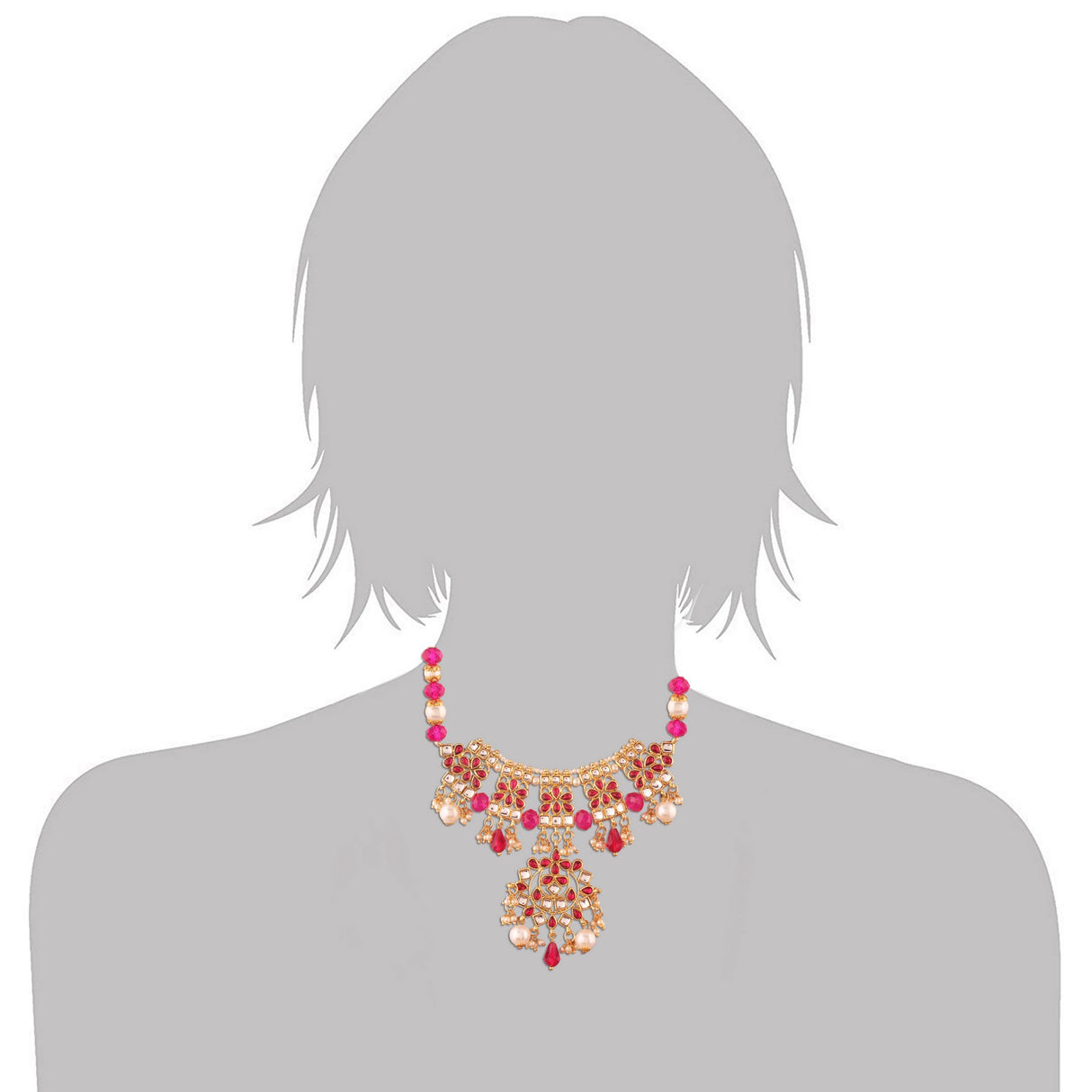 Alloy Necklace Set in Pink