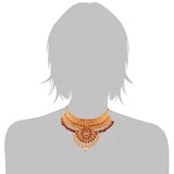 Alloy Choker Necklace Set with Maang Tikka in Red
