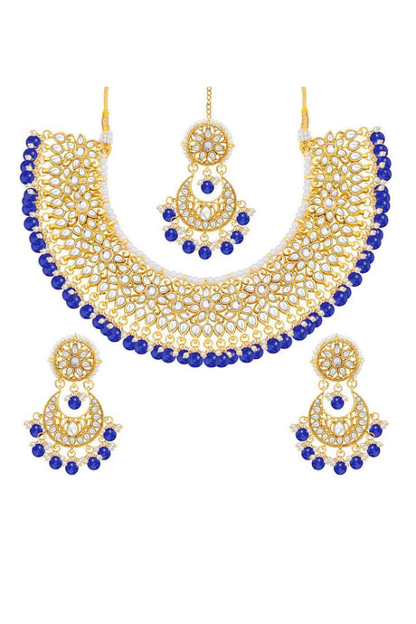 Shop Women's Necklace Set in Blue and Gold