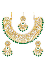 Shop Women's Necklace Set in Green and Gold